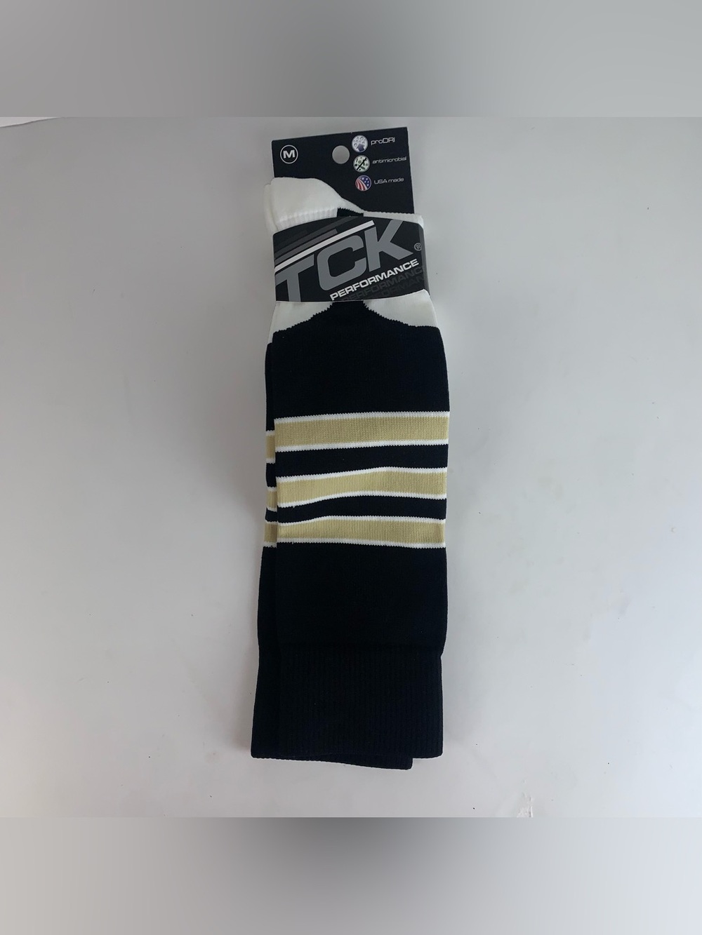 TCK Performance Baseball Softball Socks Khaki White Black Medium (Unisex)